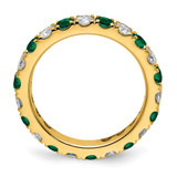 14k 1 1/5 carat Lab Grown Diamond VS/SI+ G+ and Lab Created Emerald Size 8.5 Eternity Band