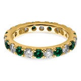 14k 1 1/5 carat Lab Grown Diamond VS/SI+ G+ and Lab Created Emerald Size 8.5 Eternity Band