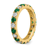 14k 1 1/5 carat Lab Grown Diamond VS/SI+ G+ and Lab Created Emerald Size 8.5 Eternity Band
