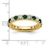 14k 1 1/5 carat Lab Grown Diamond VS/SI+ G+ and Lab Created Emerald Size 8.5 Eternity Band