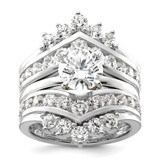 14k White Gold 2 1/3 carat Lab Grown Diamond VS/SI+ G+ Complete Double Row Ring Guard