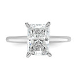 14k White Gold 2 1/4 carat Lab Grown Diamond VS/SI+ G+ Radiant Solitare Complete Engagement Ring