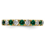 14k 1 1/5 carat Lab Grown Diamond VS/SI+ G+ and Lab Created Emerald Size 9 Eternity Band