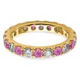 14k 1 1/5 carat Lab Grown Diamond VS/SI+ G+ and Lab Created Pink Sapphire Complete Eternity Band