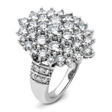 14k White Gold 2 5/8 carat Lab Grown Diamond VS/SI+ G+ Complete Cluster Fashion Ring