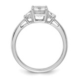 14k White Gold 2 carat Certified Lab Grown Diamond VS/SI+ G+ Complete Emerald and Half Moon Three Stone Engagement Ring