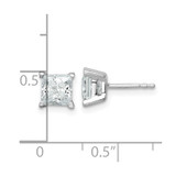 14k White Gold 2 carat Certified Lab Grown Diamond VS+ F+ Princess Complete Four Prong Stud Earrings