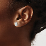 14k White Gold 2 carat Lab Grown Diamond VS/SI+ G+ Complete Pear Three Prong Stud Earrings