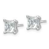 14k White Gold 2 carat Lab Grown Diamond VS+ F+ Princess Complete Four Prong Stud Earrings