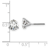 14k White Gold 2 ctw Lab Grown Diamond VS/SI+ G+ Round 3 Prong Heavy Wt. Screwback Stud Earrings