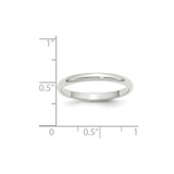 14k White Gold 2.5mm Half-Round Wedding Band Size 7.5