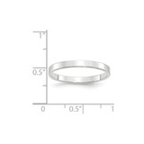 14k White Gold 2.5mm Lightweight Flat Wedding Band Size 10
