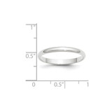 14k White Gold 2.5mm Lightweight Half Round Wedding Band Size 7