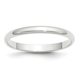 14k White Gold 2.5mm Lightweight Half Round Wedding Band Size 8.5