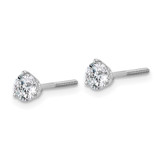 14k White Gold 2/3 ctw Lab Grown Diamond VS+ F+ Round 3 Prong Heavy Wt. Screwback Stud Earrings - EM-48B835DE-5169