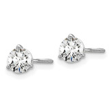 14k White Gold 2/3 ctw Lab Grown Diamond VS+ F+ Round 3 Prong Heavy Wt. Screwback Stud Earrings - EM-BB886E2E-8926