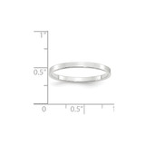 10k White Gold 2mm Lightweight Flat Wedding Band Size 8