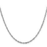 14K White Gold 20 inch 2.0mm Singapore with Lobster Clasp Chain