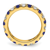 14k 1 carat Lab Grown Diamond VS/SI+ G+ and Lab Created Blue Sapphire Size 4 Eternity Band