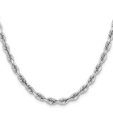 14K White Gold 20 Inch 5mm Diamond-cut Quadruple Rope Lobster Clasp Chain