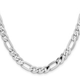 14K White Gold 20 inch 7.5mm Flat Figaro with Lobster Clasp Chain