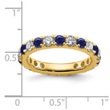 14k 1 carat Lab Grown Diamond VS/SI+ G+ and Lab Created Blue Sapphire Size 5 Eternity Band
