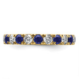 14k 1 carat Lab Grown Diamond VS/SI+ G+ and Lab Created Blue Sapphire Size 6.5 Eternity Band