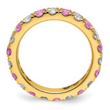 14k 1 carat Lab Grown Diamond VS/SI+ G+ and Lab Created Pink Sapphire Size 5.5 Eternity Band