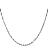 14K White Gold 22 inch 2.4mm Round Open Link Cable with Lobster Clasp Chain