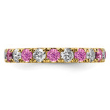 14k 1 carat Lab Grown Diamond VS/SI+ G+ and Lab Created Pink Sapphire Size 6.5 Eternity Band