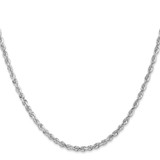 14K White Gold 22 Inch 3mm Diamond-cut Quadruple Rope Lobster Clasp Chain