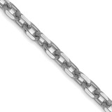 14K White Gold 24 inch 3mm Diamond-cut Round Open Link Cable with Lobster Clasp Chain