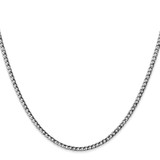 14K White Gold 26 inch 2.5mm Semi-Solid Curb with Lobster Clasp Chain