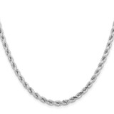 14K White Gold 26 inch 4.25mm Diamond-cut Rope with Lobster Clasp Chain