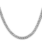 14K White Gold 26 inch 5.75mm Flat Beveled Curb with Lobster Clasp Chain