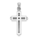 14K White Gold 2-D Beveled Stick Cross Charm