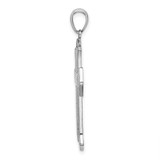 14K White Gold 2-D Filigree Center Block Cross Charm