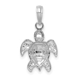 14K White Gold 2-D Textured Sea Turtle Charm