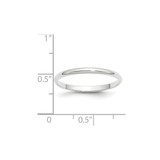 14k White Gold 2mm Lightweight Half Round Wedding Band Size 6.5