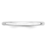 14k White Gold 2mm Lightweight Half Round Wedding Band Size 9