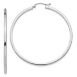14k White Gold 2mm Square Tube Hoops - T1-1D629561-8459