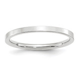 14k White Gold 2mm Standard Weight Flat Comfort Fit Wedding Band Size 6