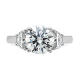14k White Gold 3 1/8 carat Certified Lab Grown Diamond VS/SI+ G+ Round Complete Three Stone Engagement Ring