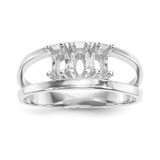 14k White Gold 3 Stone Mother's Ring Mounting