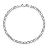 14k White Gold 3.5mm Solid Double Link 7 inch Charm Bracelet