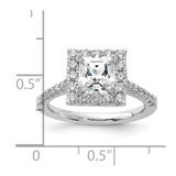 14k White Gold 3/4 carat Lab Grown Diamond VS/SI+ G+ 1 1/2 carat Center Princess Semi Mount Halo Engagement Ring