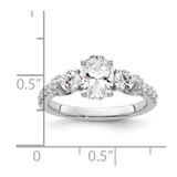 14k White Gold 3/4 carat Lab Grown Diamond VS/SI+ G+ 1 carat Center Oval Semi Mount Engagement Ring