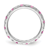 14k White Gold 3/4 carat Lab Grown Diamond VS/SI+ G+ and Lab Created Pink Sapphire Size 4.5 Eternity Band