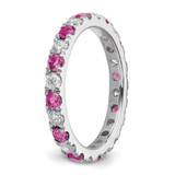 14k White Gold 3/4 carat Lab Grown Diamond VS/SI+ G+ and Lab Created Pink Sapphire Size 6 Eternity Band