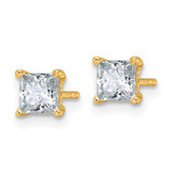 14k 1 carat Lab Grown Diamond VS+ F+ Princess Complete Four Prong Stud Earrings